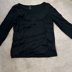 New York & Company Black Layered Long Sleeve Top